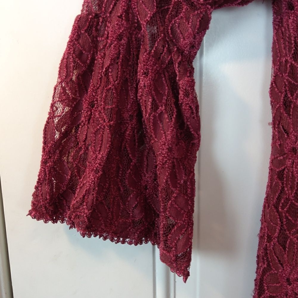 Blooming Rose maroon fully lined lace Bell sleeve dress - Picture 5 of 12